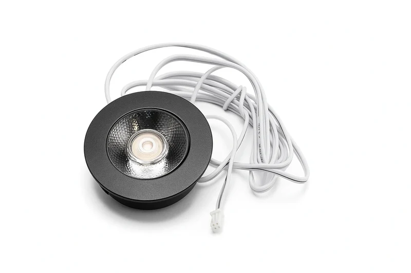 4x Baston LED Einbaustrahler Küche Ø55mm | dimmbare Küchenbeleuchtung | Unterbauleuchte Küche & Schrankbeleuchtung | 2700K | inkl. Fernbedienung | 3W | Schwarz