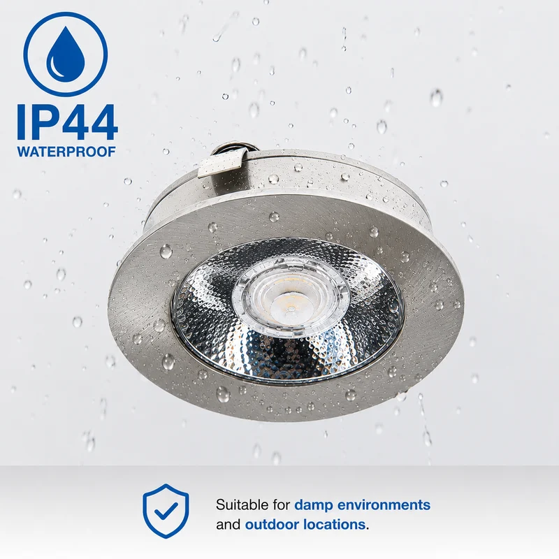 4x Baston LED Einbaustrahler Küche Ø55mm | dimmbare Küchenbeleuchtung | Unterbauleuchte Küche & Schrankbeleuchtung | 2700K | inkl. Fernbedienung | 3W | Silber