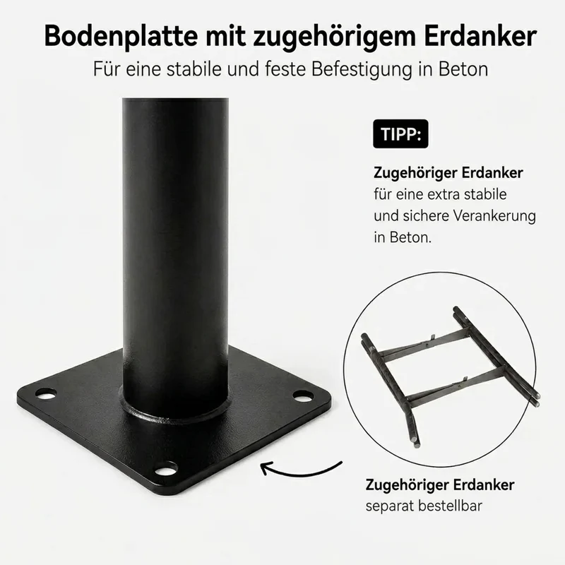 Schwarzer Lichtmast - Ø60mm | 3 Meter | Max. 6 Meter