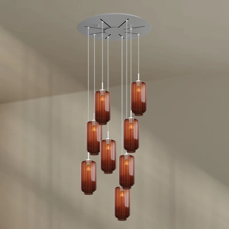s.luce Velo 8-flammige Galerieleuchte Ø 80cm Baldachin Ø 18cm