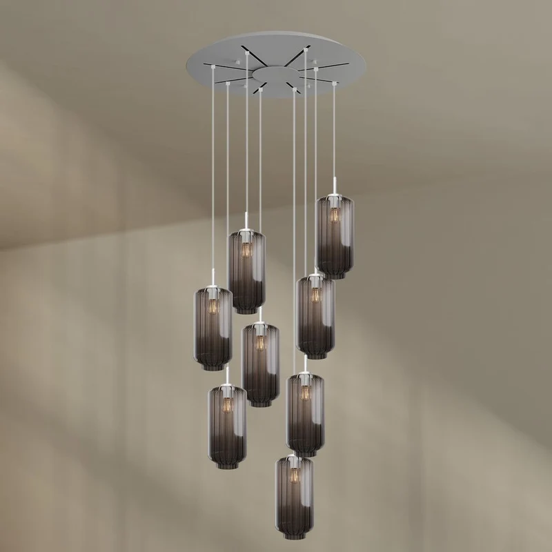 s.luce Velo 8-flammige Galerieleuchte Ø 80cm Baldachin Ø 18cm