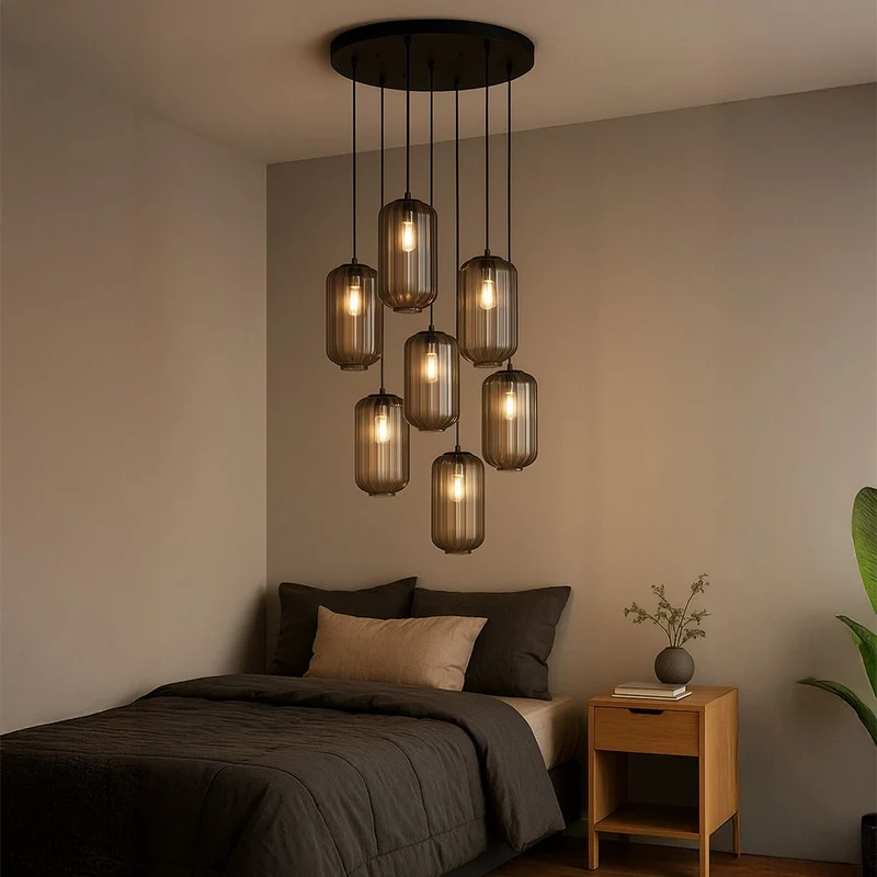 s.luce Velo 8-flammige Galerieleuchte Ø 80cm Baldachin Ø 18cm