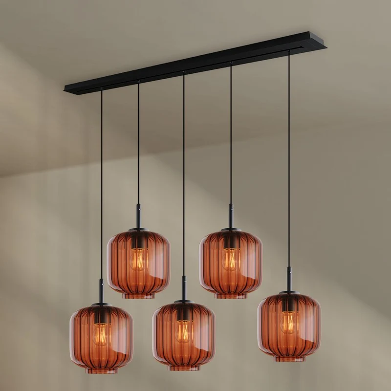 s.luce Velo Esstischlampe 5-flammig 160cm Baldachin Ø 20cm