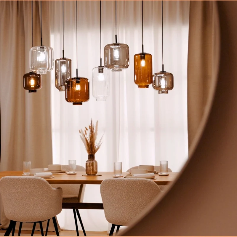 s.luce Velo Esstischlampe 5-flammig 160cm Baldachin Ø 20cm