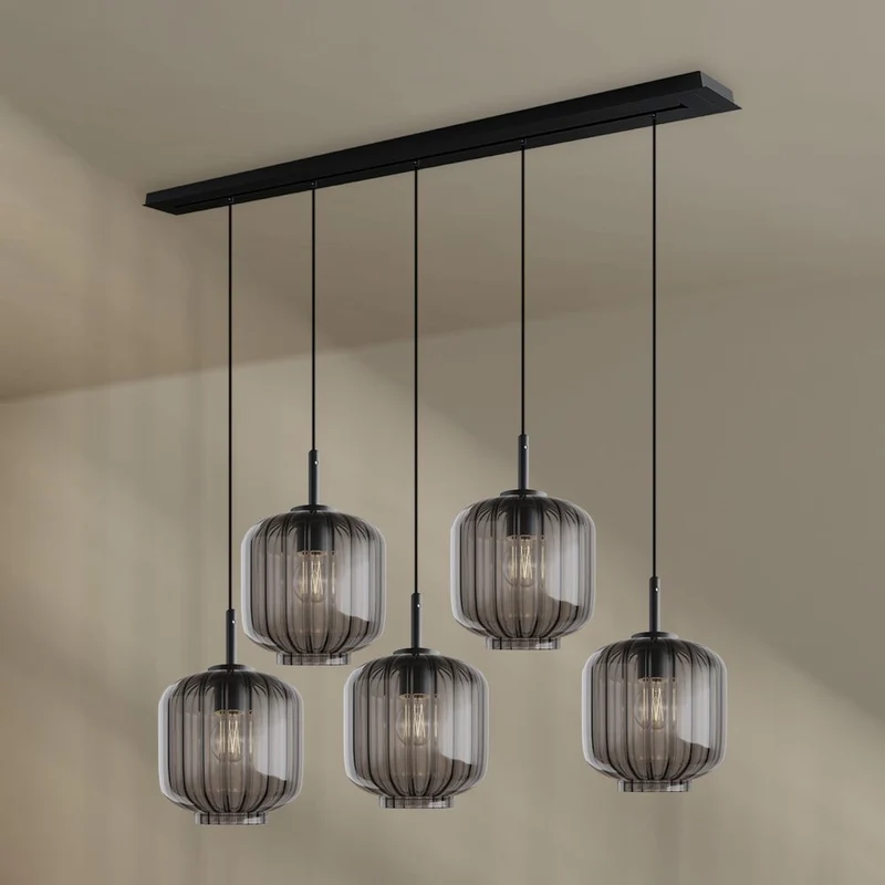 s.luce Velo Esstischlampe 5-flammig 160cm Baldachin Ø 20cm