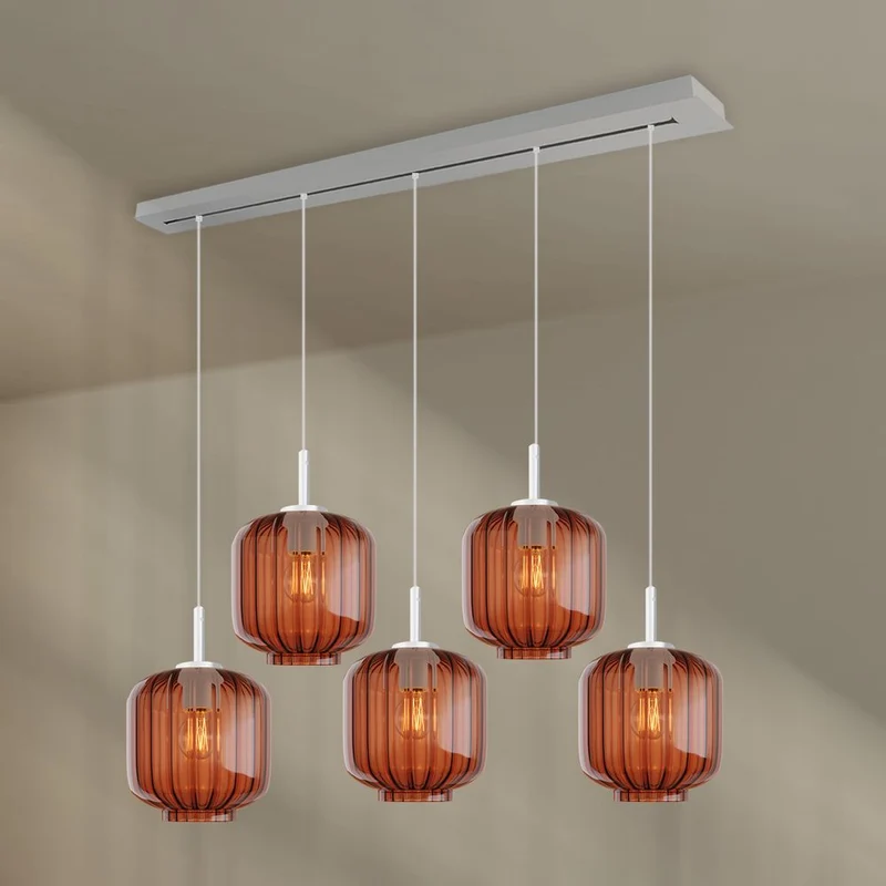 s.luce Velo Esstischlampe 5-flammig 160cm Baldachin Ø 20cm