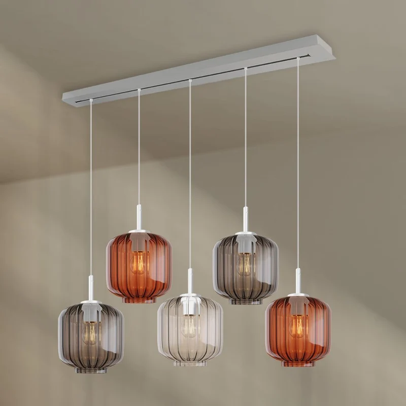 s.luce Velo Esstischlampe 5-flammig 160cm Baldachin Ø 20cm