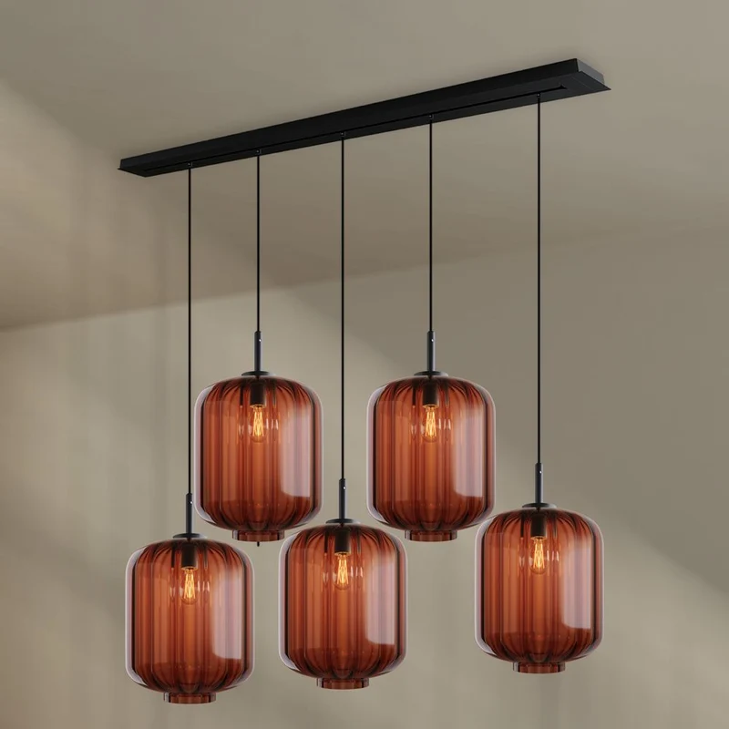 s.luce Velo Esszimmerleuchte 5-flammig Baldachin 160cm Ø 25cm