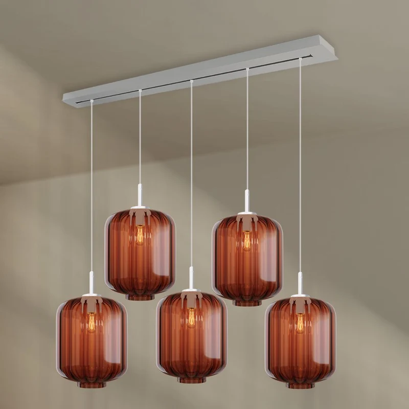 s.luce Velo Esszimmerleuchte 5-flammig Baldachin 160cm Ø 25cm