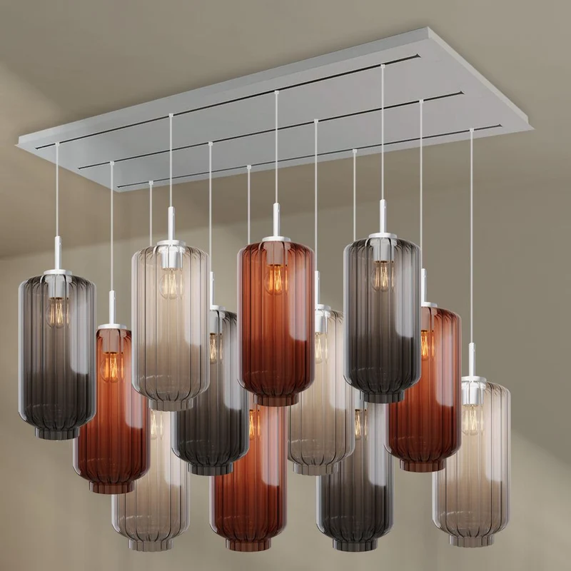 s.luce Velo Esszimmerleuchte 12-flammig 200cm 3-reihig Ø 18cm