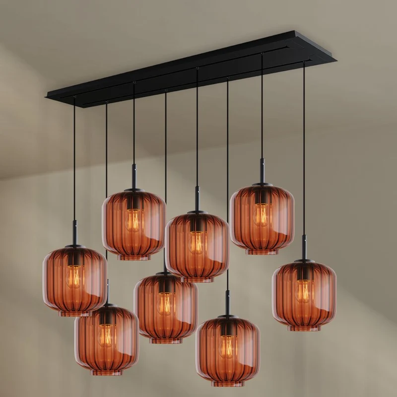 s.luce Velo Esszimmerlampe 8-flammig 160cm 2-reihig Ø 20cm