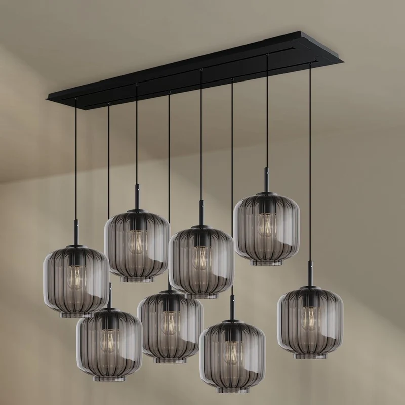 s.luce Velo Esszimmerlampe 8-flammig 160cm 2-reihig Ø 20cm