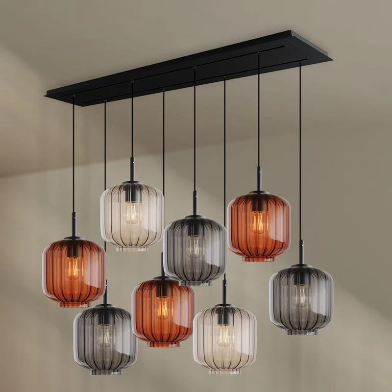 s.luce Velo Esszimmerlampe 8-flammig 160cm 2-reihig Ø 20cm