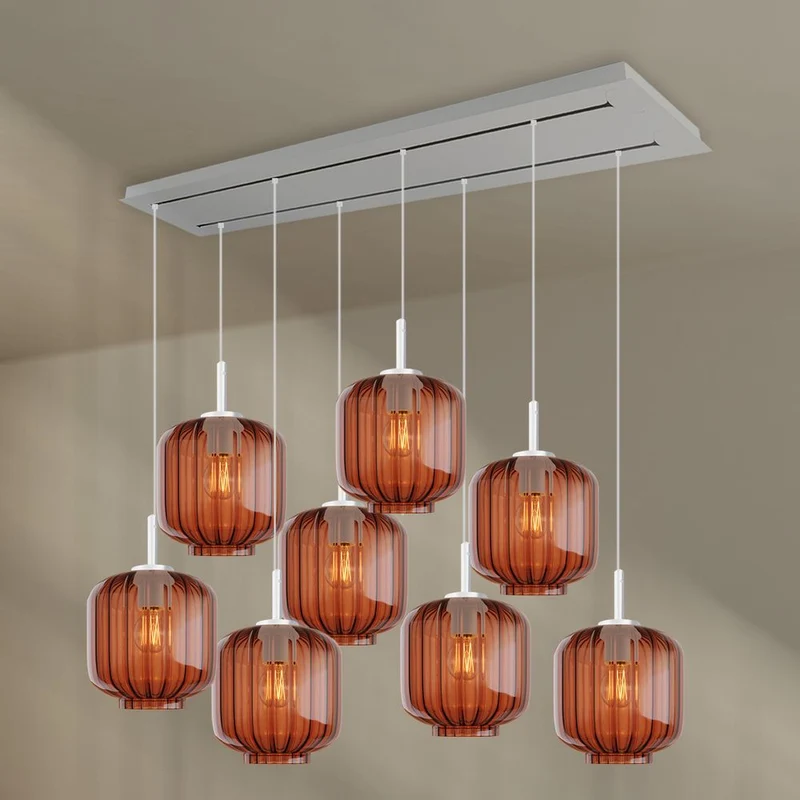 s.luce Velo Esszimmerlampe 8-flammig 160cm 2-reihig Ø 20cm