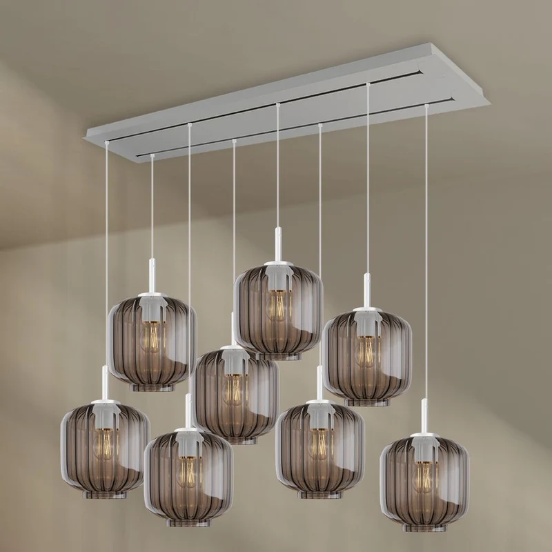 s.luce Velo Esszimmerlampe 8-flammig 160cm 2-reihig Ø 20cm