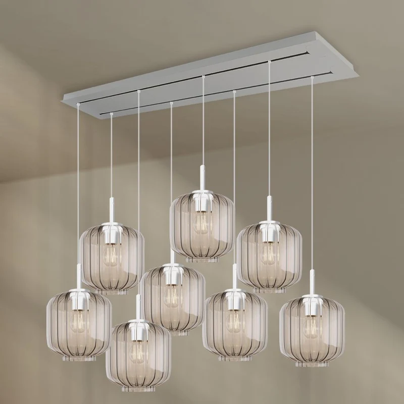 s.luce Velo Esszimmerlampe 8-flammig 160cm 2-reihig Ø 20cm