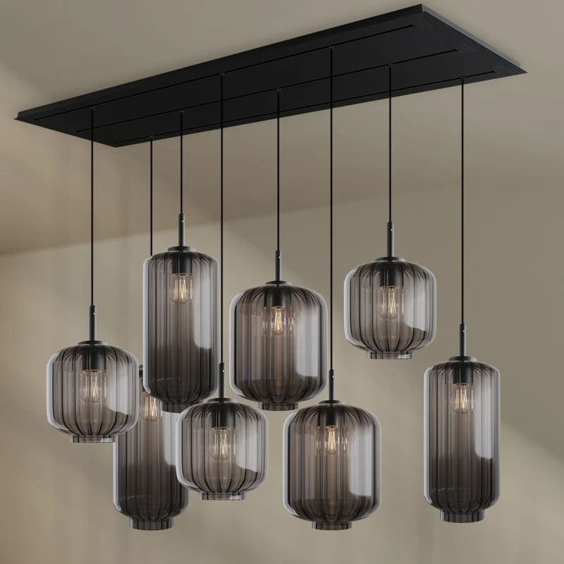 s.luce Velo Esstischleuchte 8-flammig 200cm 3-reihig Ø 18/20/25cm