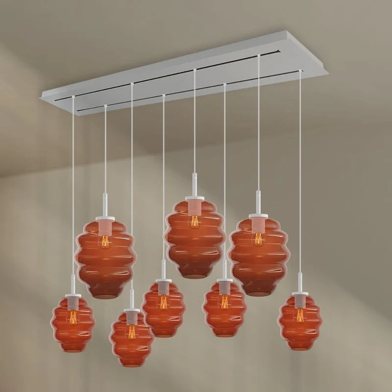 s.luce Echos Esstischleuchte 8-flammig 160cm 2-reihig Ø 18/25cm
