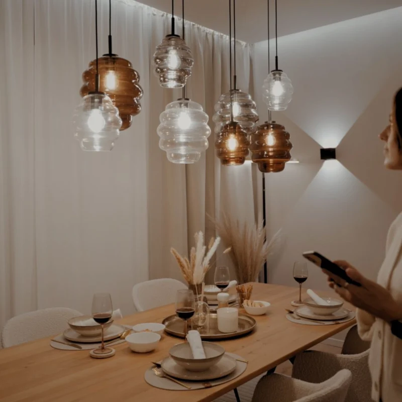s.luce Echos Esszimmerlampe 12-flammig 200cm 3-reihig Ø 18/25cm