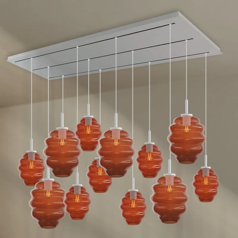 s.luce Echos Esszimmerlampe 12-flammig 200cm 3-reihig Ø 18/25cm