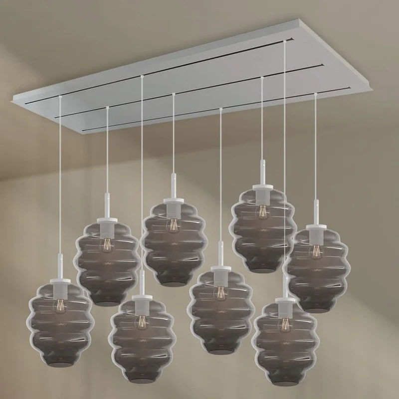 s.luce Echos Esstischleuchte 8-flammig 200cm 3-reihig Ø 25cm