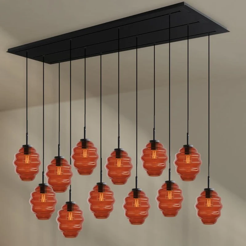 s.luce Echos Esszimmerlampe 12-flammig 200cm 3-reihig Ø 18cm