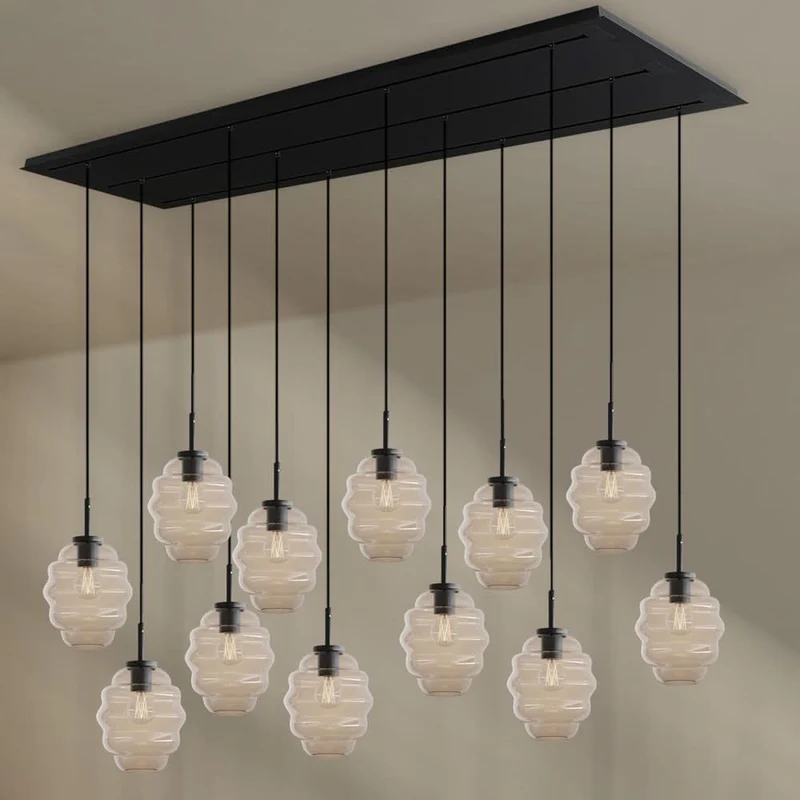 s.luce Echos Esszimmerlampe 12-flammig 200cm 3-reihig Ø 18cm