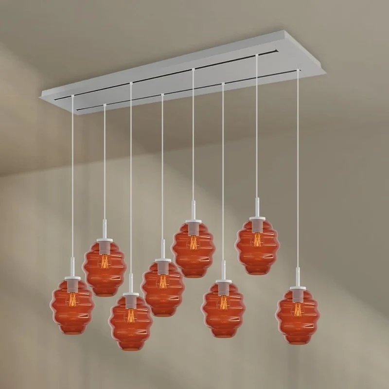 s.luce Echos Esstischlampe 8-flammig 160cm 2-reihig Ø 18cm