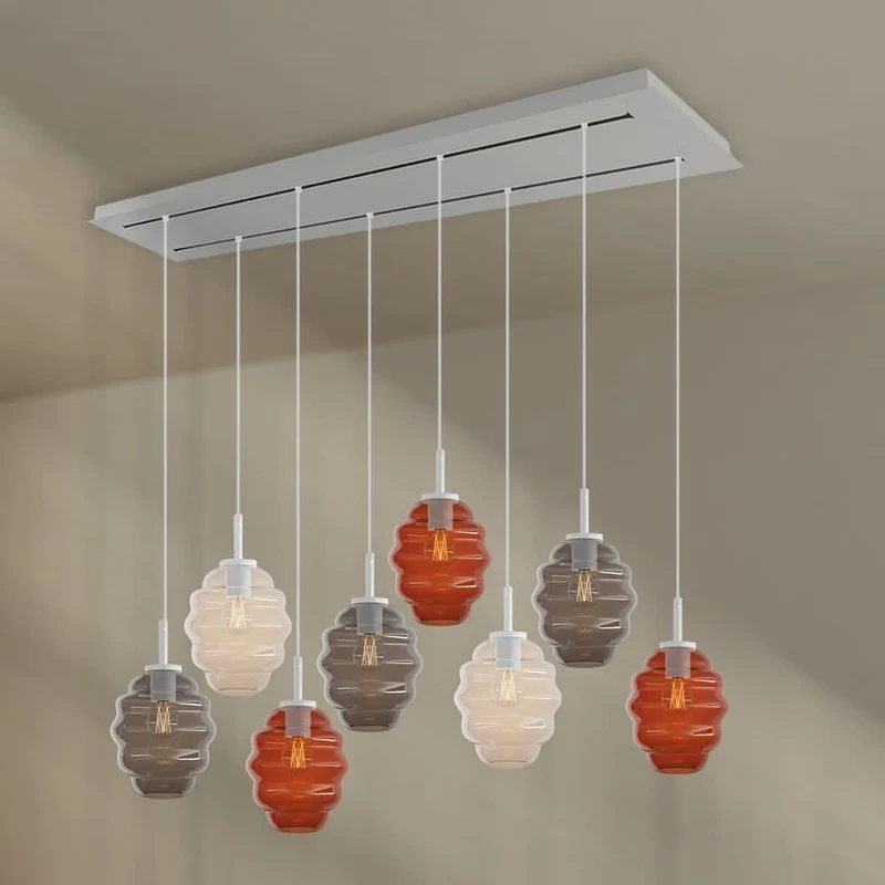 s.luce Echos Esstischlampe 8-flammig 160cm 2-reihig Ø 18cm