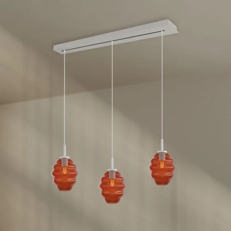 s.luce Echos Esstisch-Hängelampe 3-flammig 120cm Ø 18cm