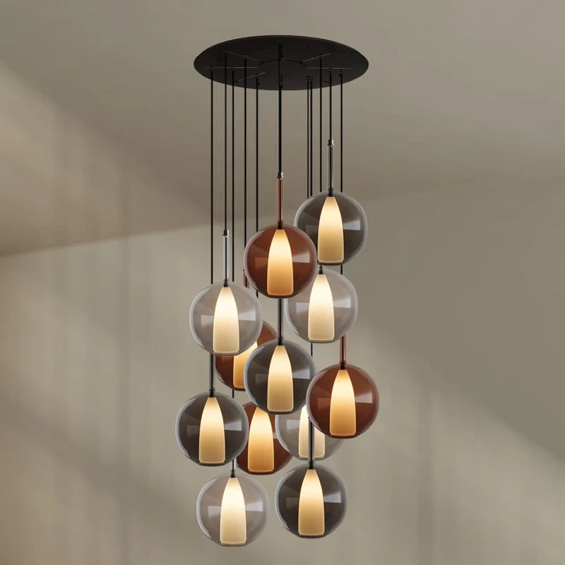 s.luce Belluna Galerielampe 12-flammig Ø 80cm Baldachin
