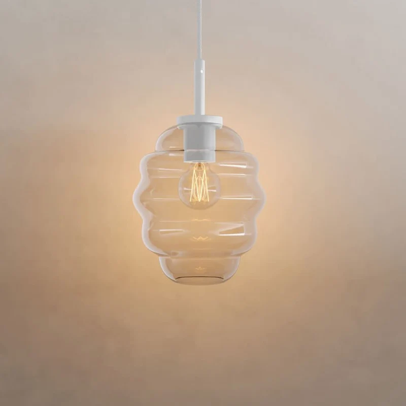 s.luce Echos Glas-Hängelampe Aufhängung 150cm Weiß