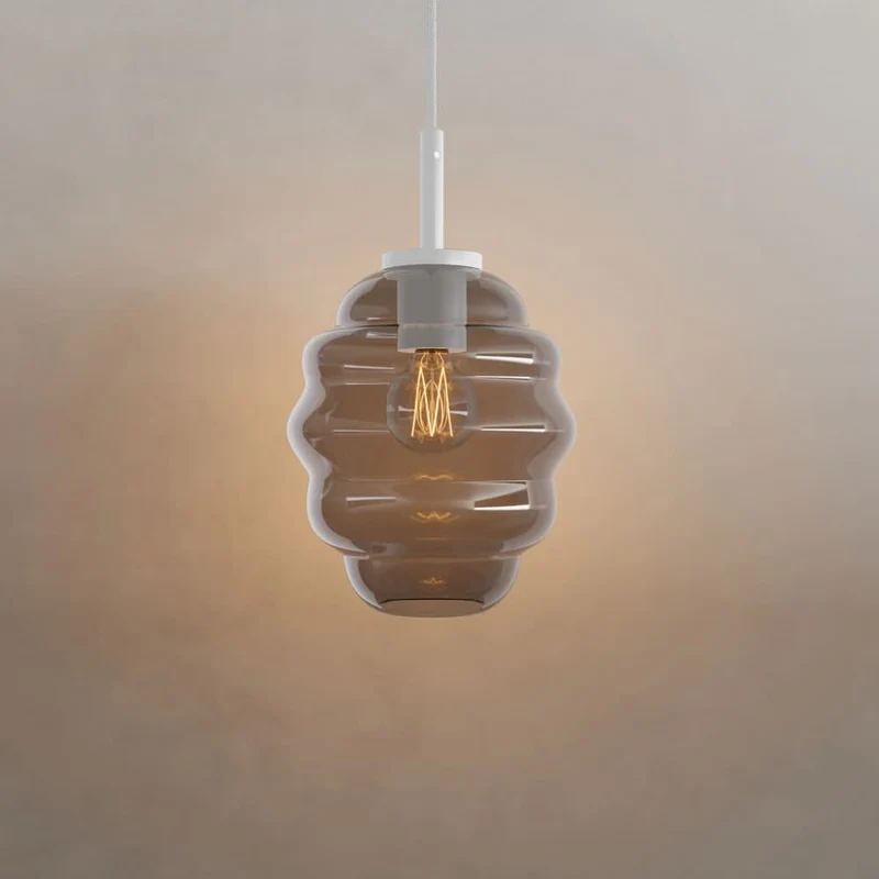 s.luce Echos Glas-Hängelampe Aufhängung 150cm Weiß