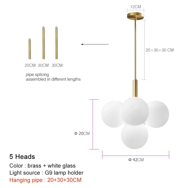 Pendelleuchte mit Kugeln in Gold, 5-teilig 13-teilig | Convexum