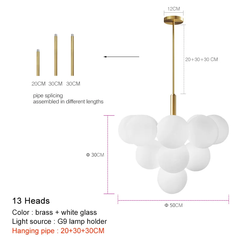 Pendelleuchte mit Kugeln in Gold, 5-teilig 13-teilig | Convexum