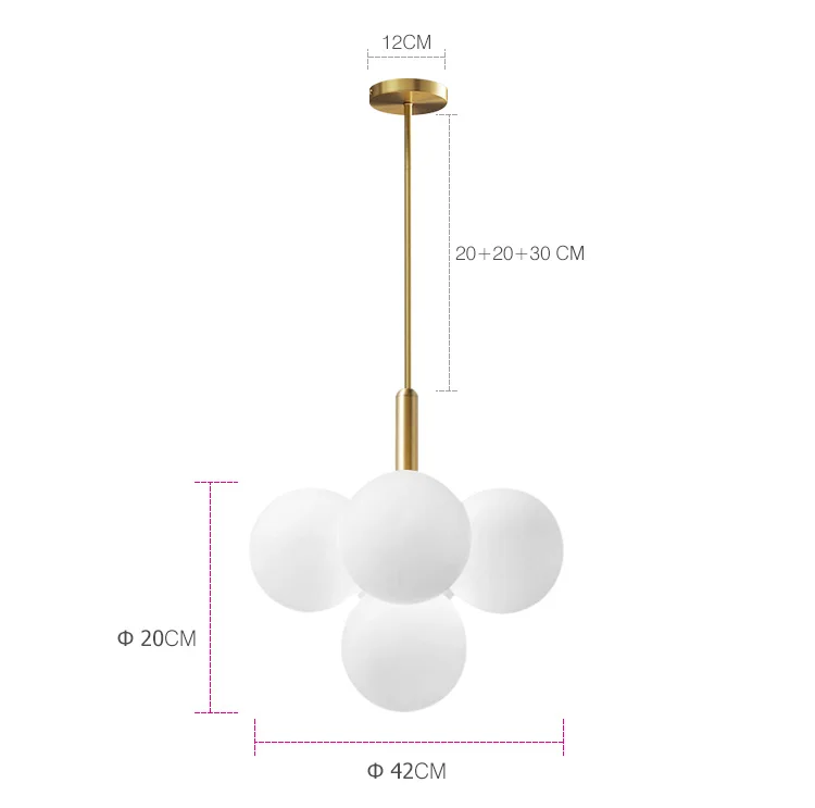 Pendelleuchte mit Kugeln in Gold, 5-teilig 13-teilig | Convexum