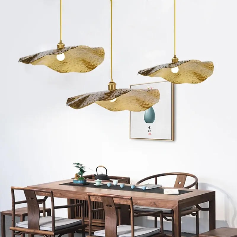 Pendelleuchte Gold, Lotusblatt | Japandi