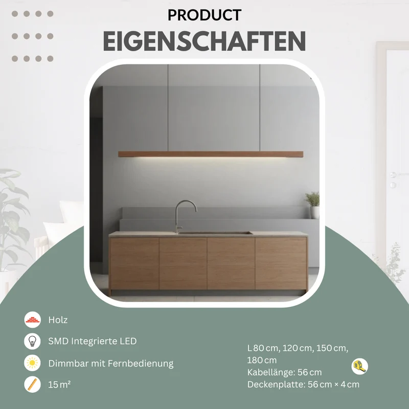 Pendelleuchte Holzdesign, länglich | Glød