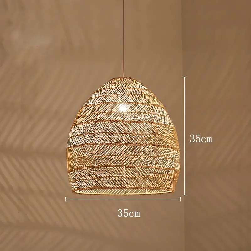 Rattan Pendelleuchte, beige und schwarz | Rattan