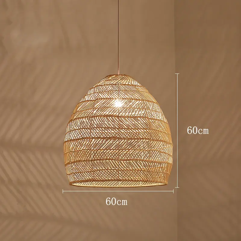 Rattan Pendelleuchte, beige und schwarz | Rattan