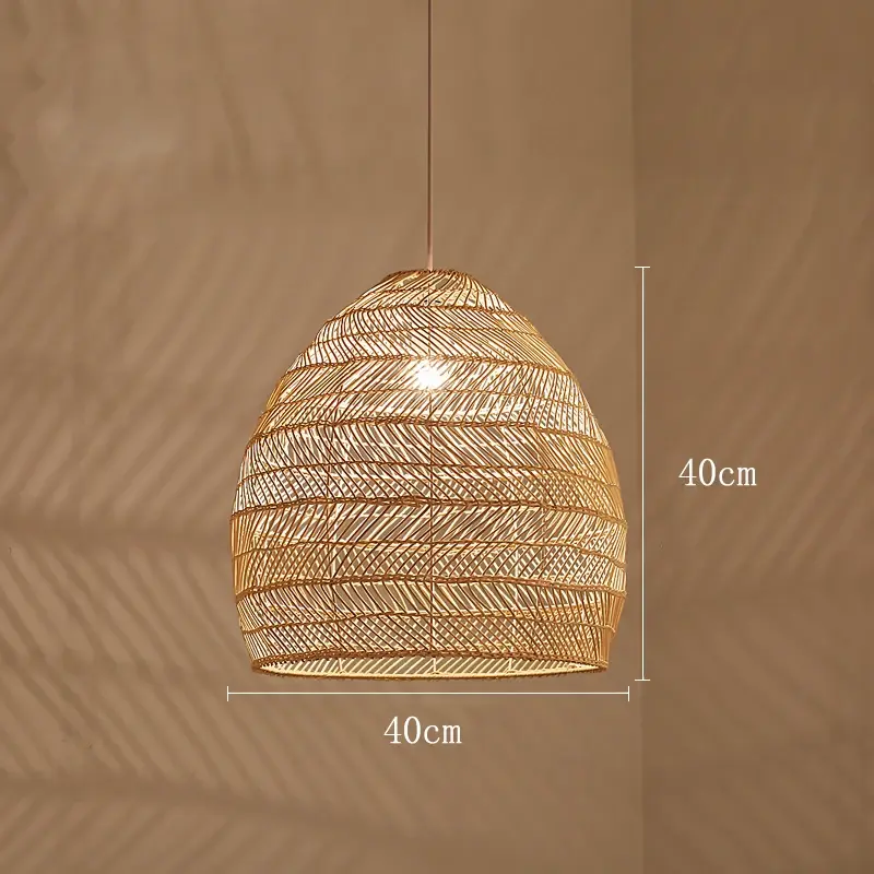 Rattan Pendelleuchte, beige und schwarz | Rattan