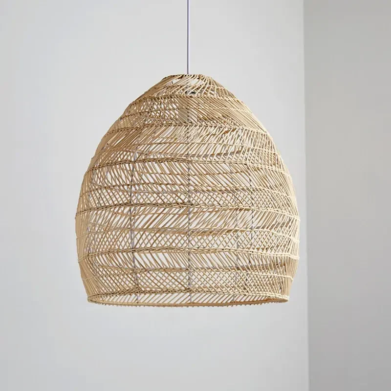 Rattan Pendelleuchte, beige und schwarz | Rattan