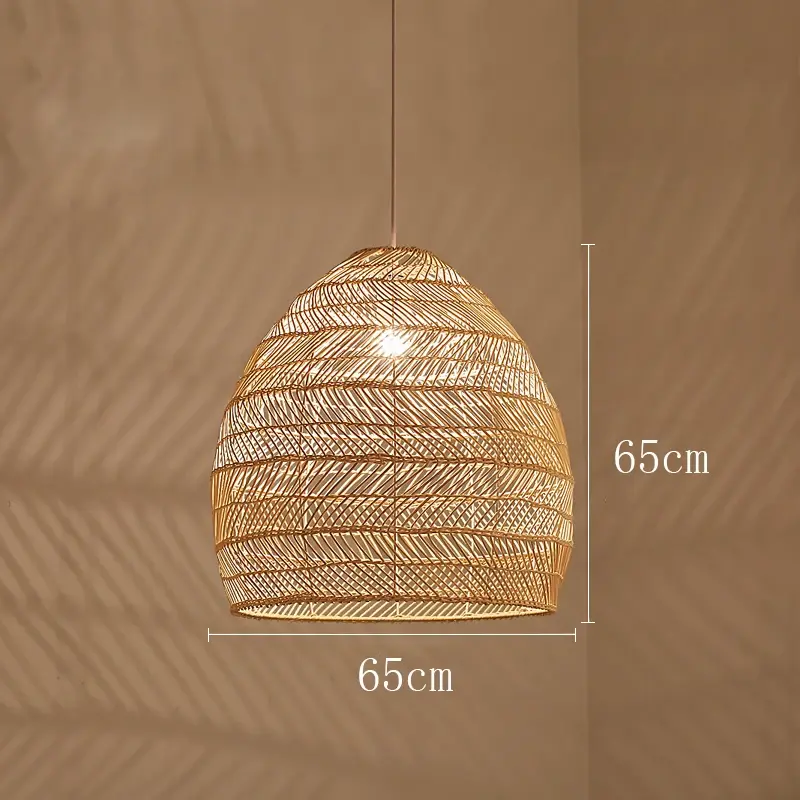 Rattan Pendelleuchte, beige und schwarz | Rattan