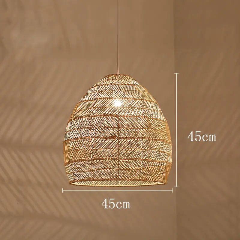 Rattan Pendelleuchte, beige und schwarz | Rattan