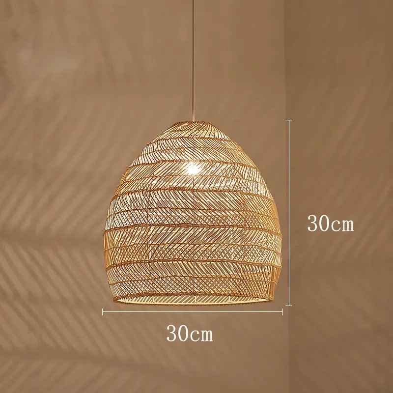 Rattan Pendelleuchte, beige und schwarz | Rattan