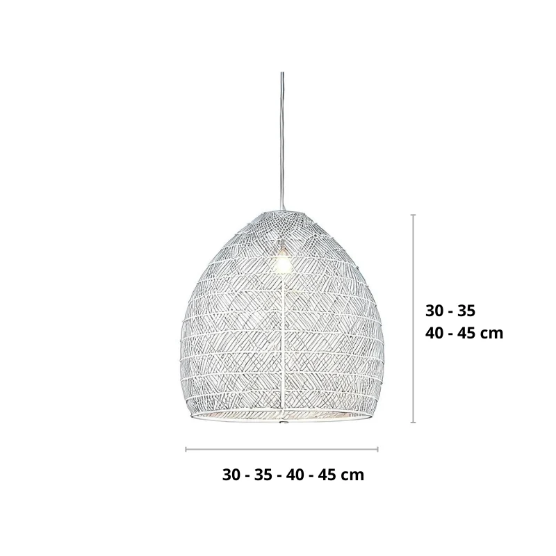 Rattan Pendelleuchte, beige und schwarz | Rattan