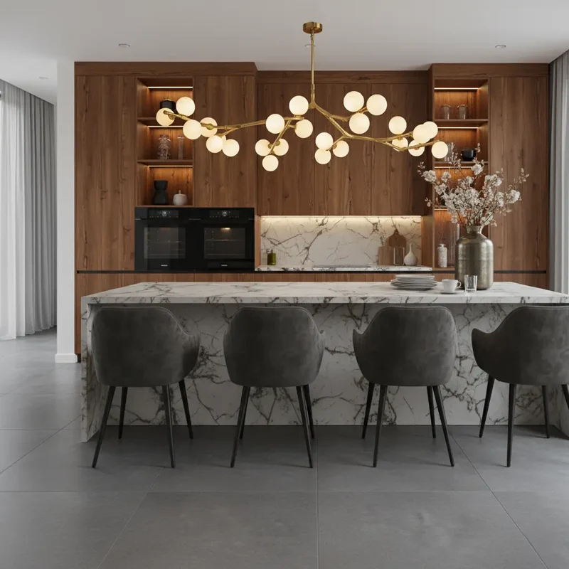 Deckenleuchte Wohnzimmer mit Glaskugeln Gold | Flora