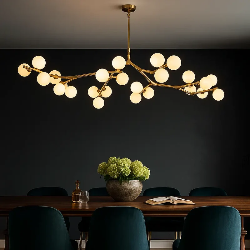 Deckenleuchte Wohnzimmer mit Glaskugeln Gold | Flora
