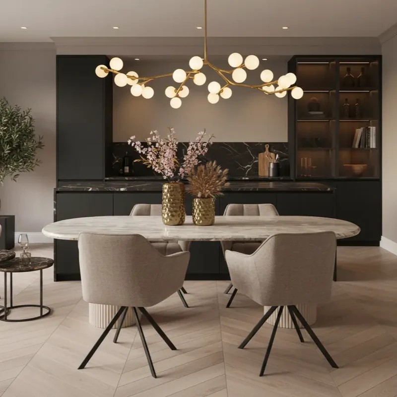 Deckenleuchte Wohnzimmer mit Glaskugeln Gold | Flora
