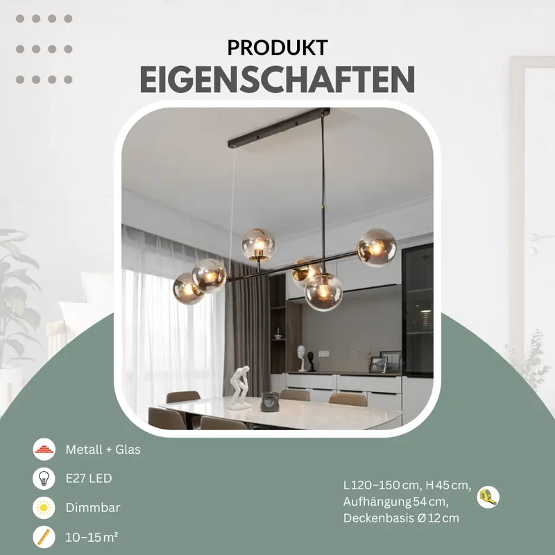 Pendelleuchte Esstisch, Modern, Schwarz | Convexum